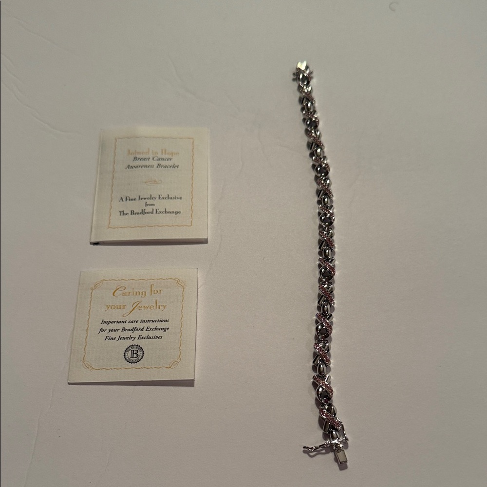 The Bradford Exchange Silver and Pink Braided Ribbon Bracelet